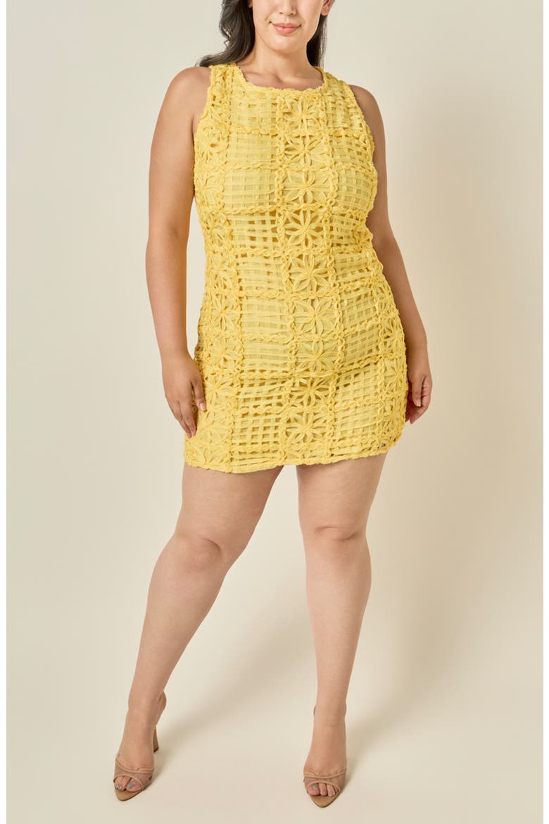 Floral Lace Minidress, Alternate, color, BUTTER