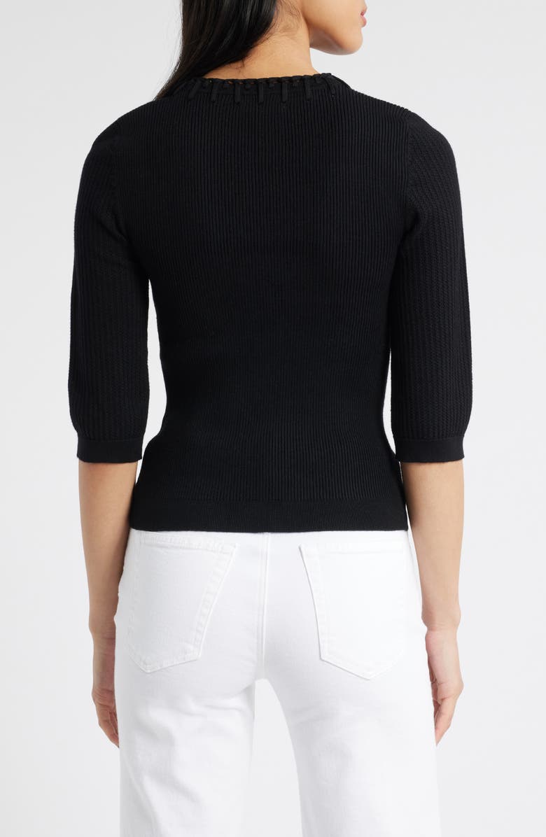 Wit & Wisdom Elbow Sleeve Rib Sweater, Alternate, color, Black