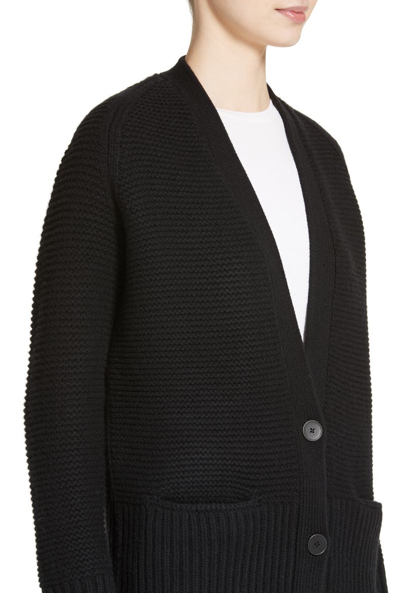 Wool & Cashmere Long V-Neck Cardigan, Alternate, color, BLACK