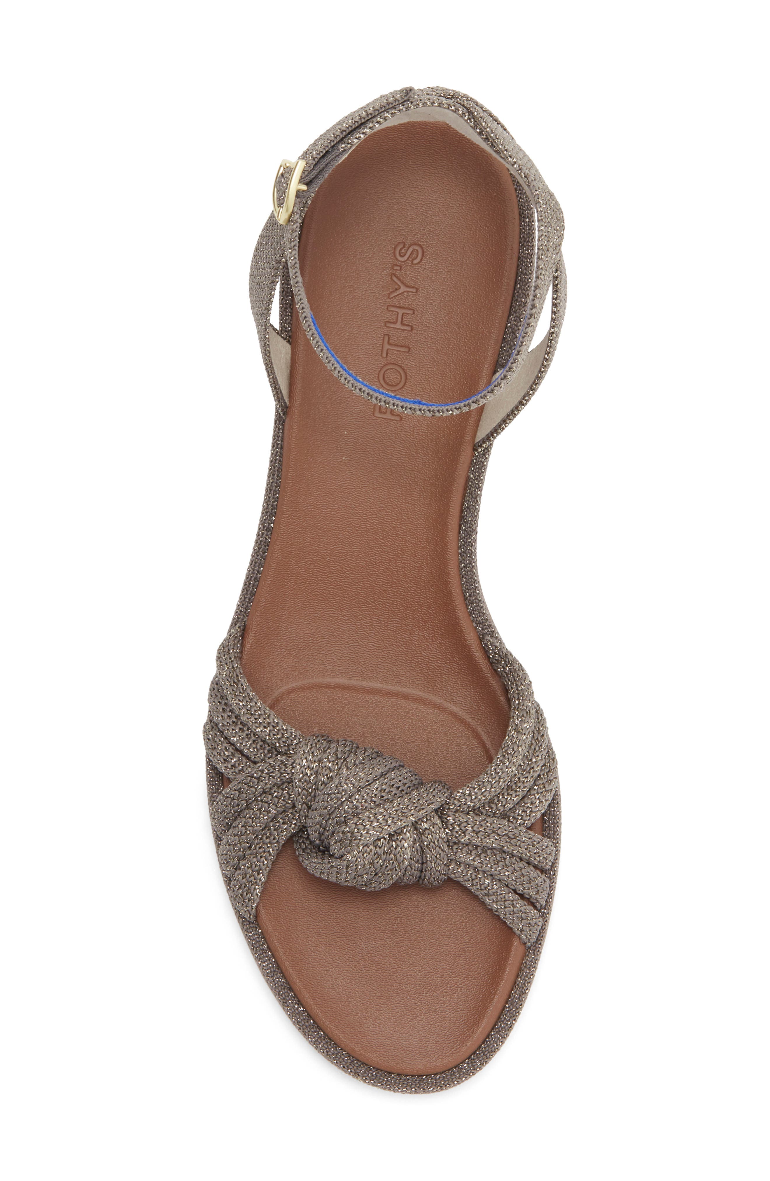 Rothy's Metallic Knot Ankle Strap Sandal, Alternate, color, Silver Sand