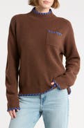 Current/Elliott Whipstitch Mock Neck Wool & Cashmere Sweater