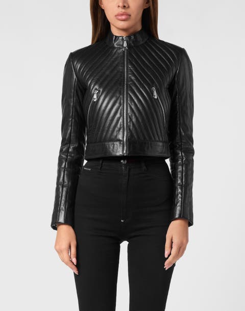 Vintage Leather Biker Jacket Ls Flame Women