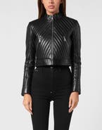 PHILIPP PLEIN Vintage Leather Biker Jacket Ls Flame Women