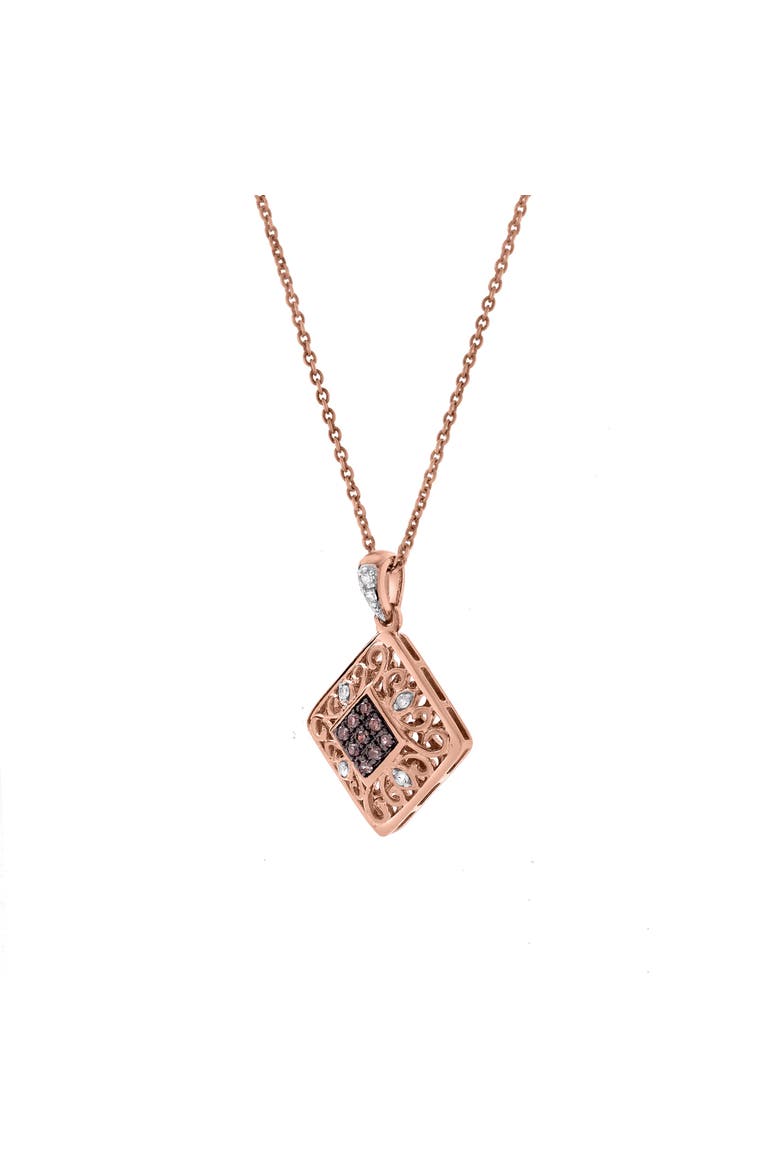 Selora Sterling Silver 0.08 Ct Diamond Geometric Pendant Necklace, Main, color, Pink Rhodium Sterling Silver
