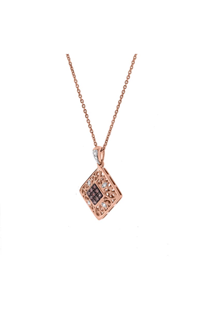 LuvMyJewelry Selora Sterling Silver 0.08 Ct Diamond Geometric Pendant Necklace, Main, color, Pink Rhodium Sterling Silver