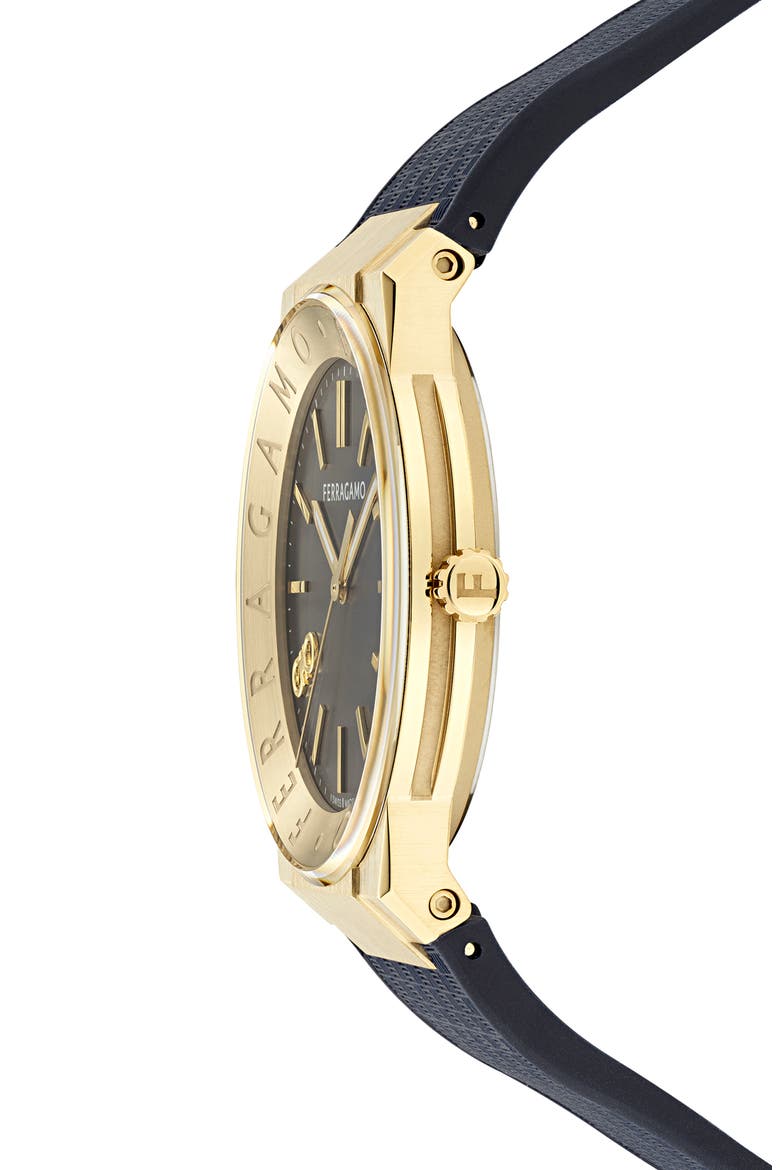 Logo Recycled Polyurethane Strap Watch, 41mm, Alternate, color, IP YELLOW GOLD