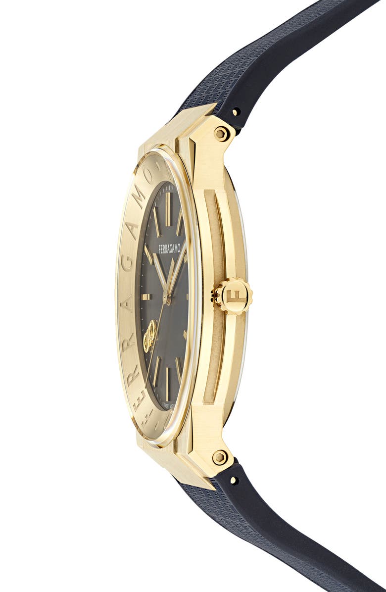 FERRAGAMO Logo Recycled Polyurethane Strap Watch, 41mm, Alternate, color,