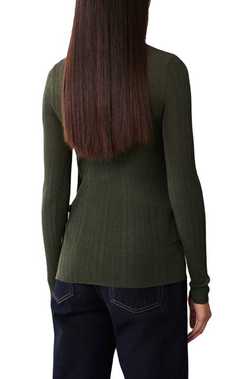 Shop Mango Semitransparent Rib Sweater In Dark Green