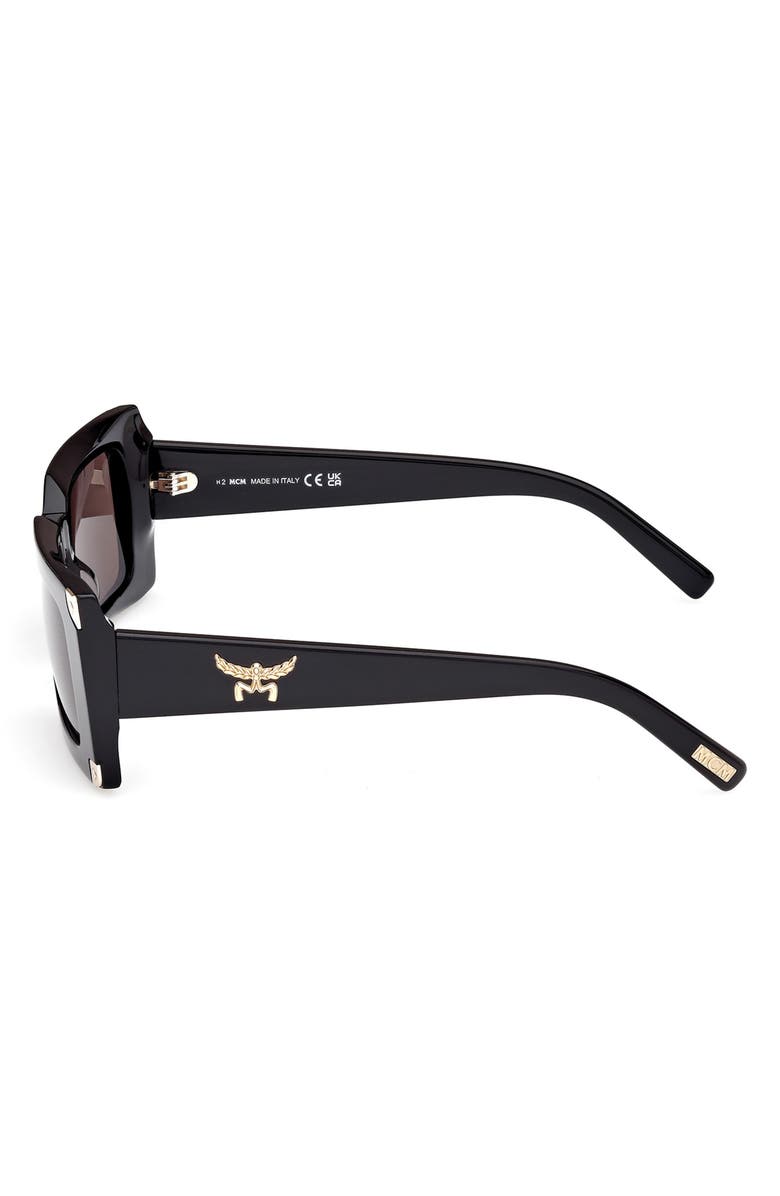 MCM 52mm Rectangular Sunglasses, Alternate, color, Shiny Black / Smoke