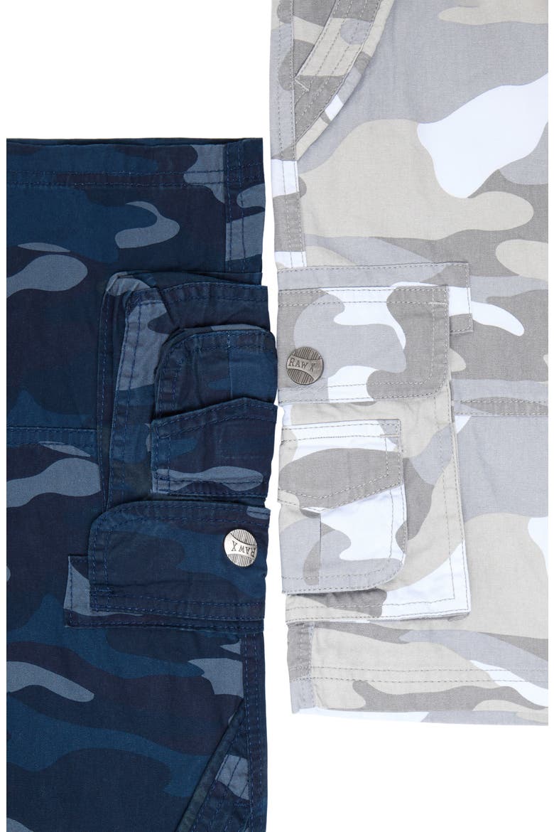 Kids' 2-Pack Belted Twill Cargo Shorts, Alternate, color, WHITE CAMO/ NAVY CAMO