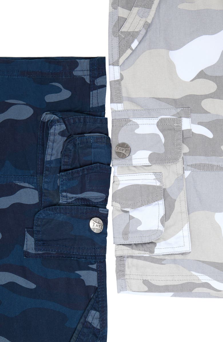 XRAY Kids' 2-Pack Belted Twill Cargo Shorts, Alternate, color, White Camo/ Navy Camo