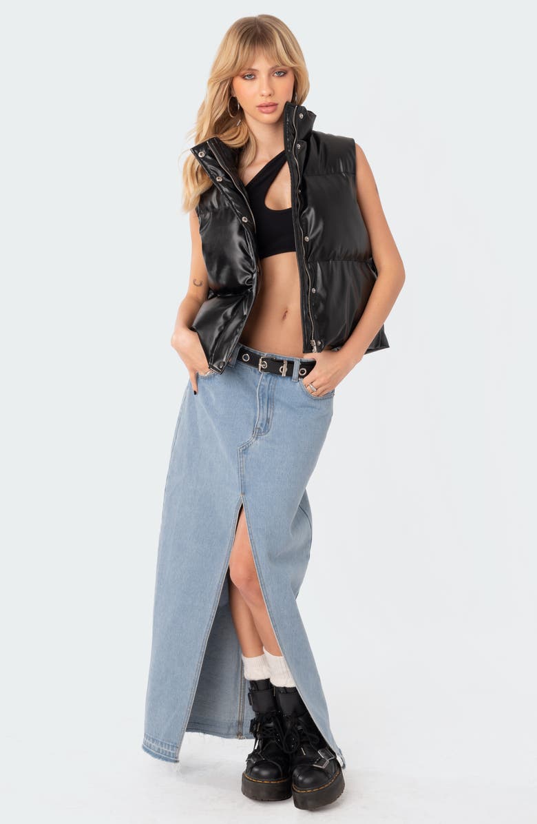 EDIKTED Kade Faux Leather Puffer Vest, Alternate, color, 