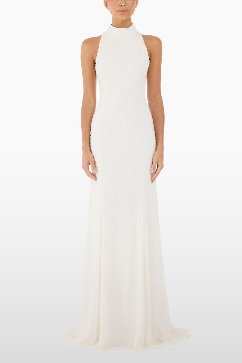 Mischief Embellished High-Neck Maxi Dress, Alternate, color, Ivory