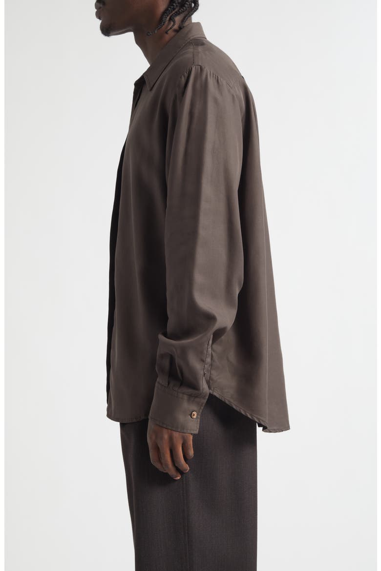 Evening Button-Up Shirt, Alternate, color, DRAPING BROWN LIQUID TENCEL