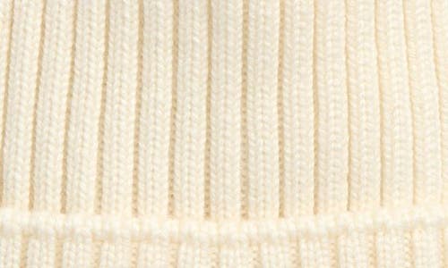 Moncler Kids' Virgin Wool Rib Beanie With Faux Fur Pompom In Neutral