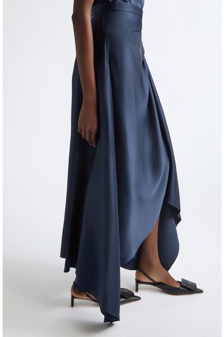 Draped Satin Handkerchief Hem Skirt, Alternate, color, NAVY