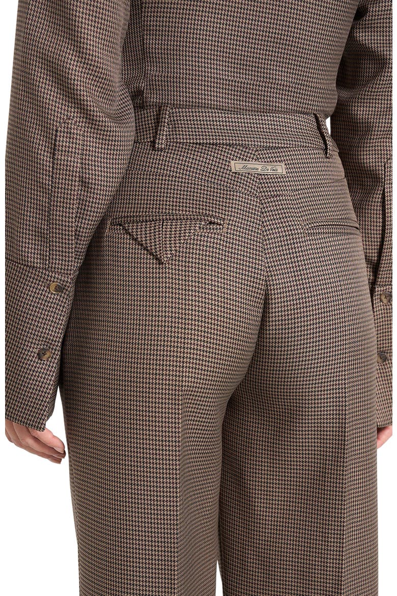 Julie Houndstooth Twin Pleat Trousers, Alternate, color, Brown