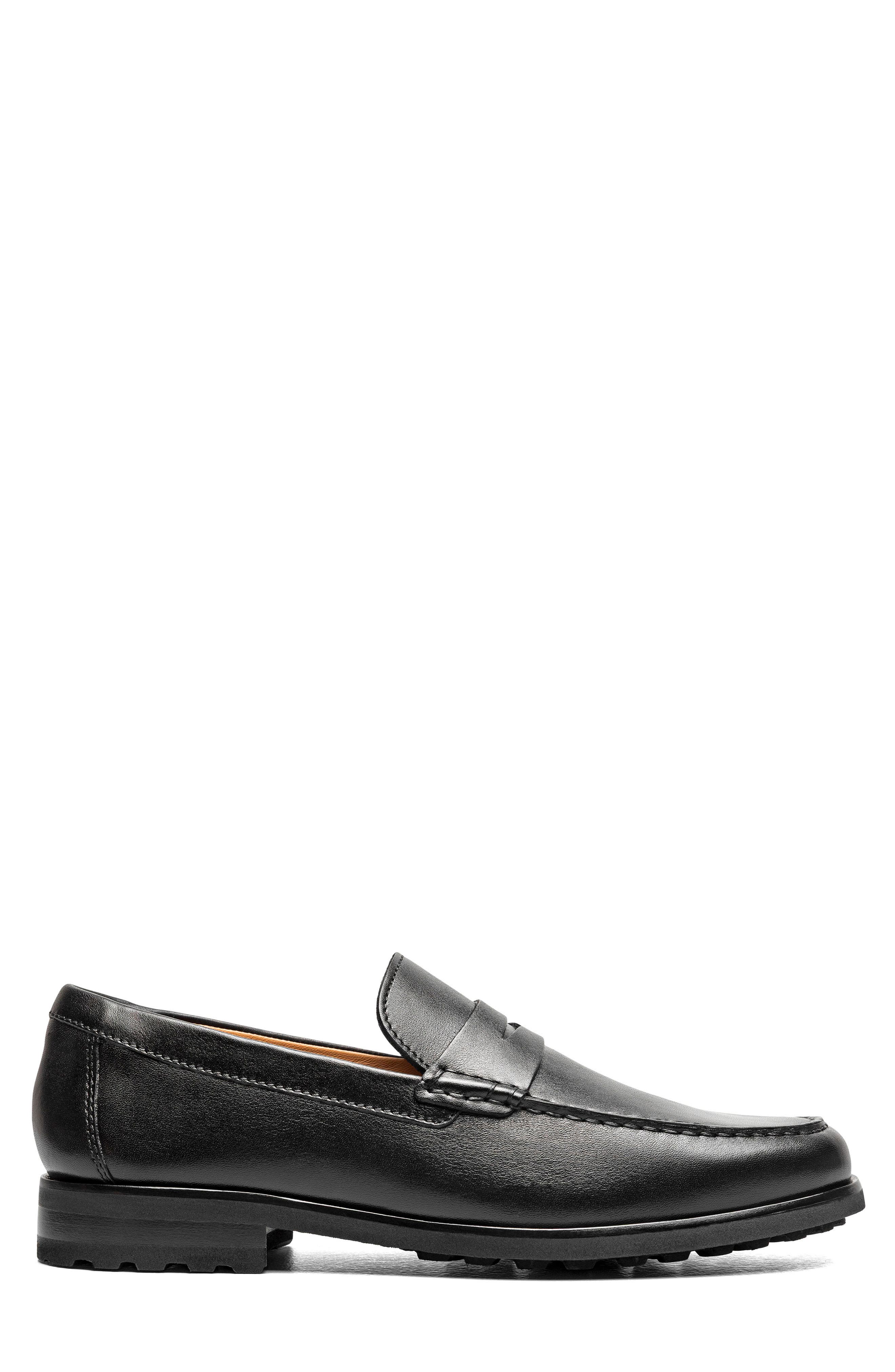 Hawthorne Leather Moc Toe Penny Loafer, Alternate, color, BLACK