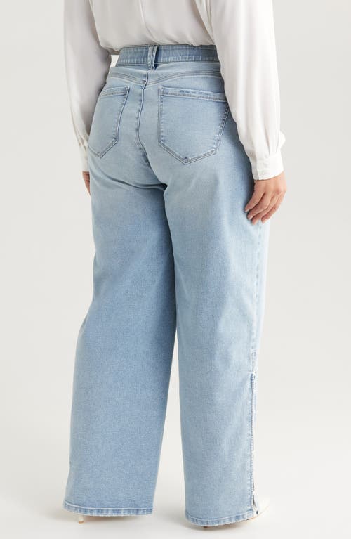 Wit & Wisdom Sam 'ab'solution Side Slit High Waist Wide Leg Jeans In Light Blue Artisanal