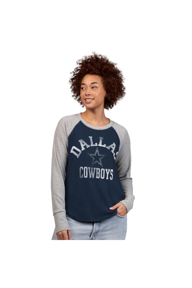 Women's G-III 4Her by Carl Banks Navy/Gray Dallas Cowboys Waffle Knit Raglan Long-Sleeve T-Shirt, Main, color, Navy