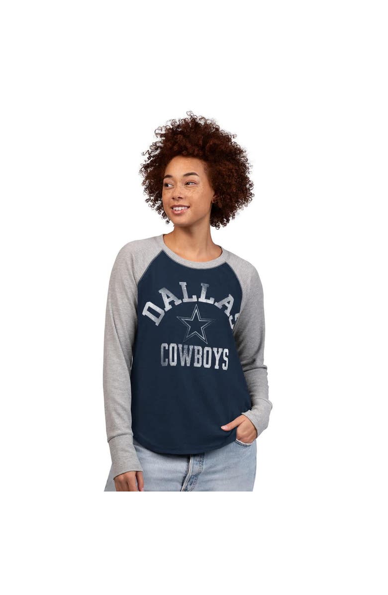 G-III 4HER BY CARL BANKS Women's G-III 4Her by Carl Banks Navy/Gray Dallas Cowboys Waffle Knit Raglan Long-Sleeve T-Shirt, Main, color, Navy