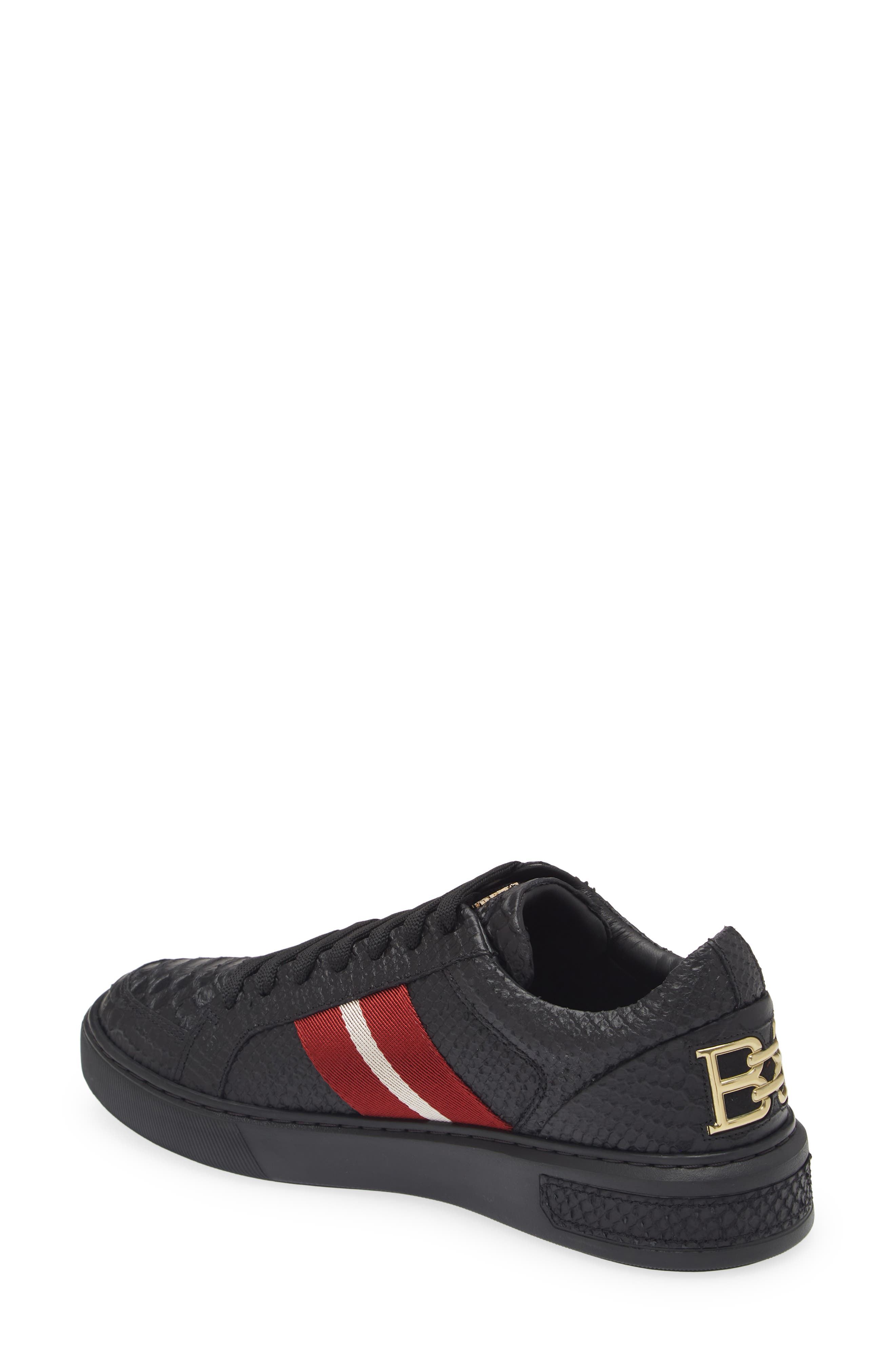 Bally Marell Snakeskin Embossed Leather Sneaker, Alternate, color, Black