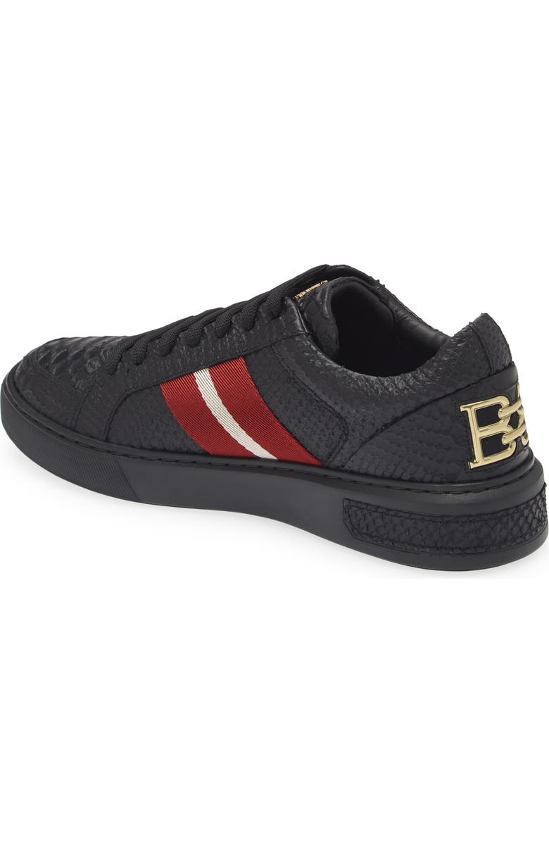 Bally Marell Snakeskin Embossed Leather Sneaker, Alternate, color, Black