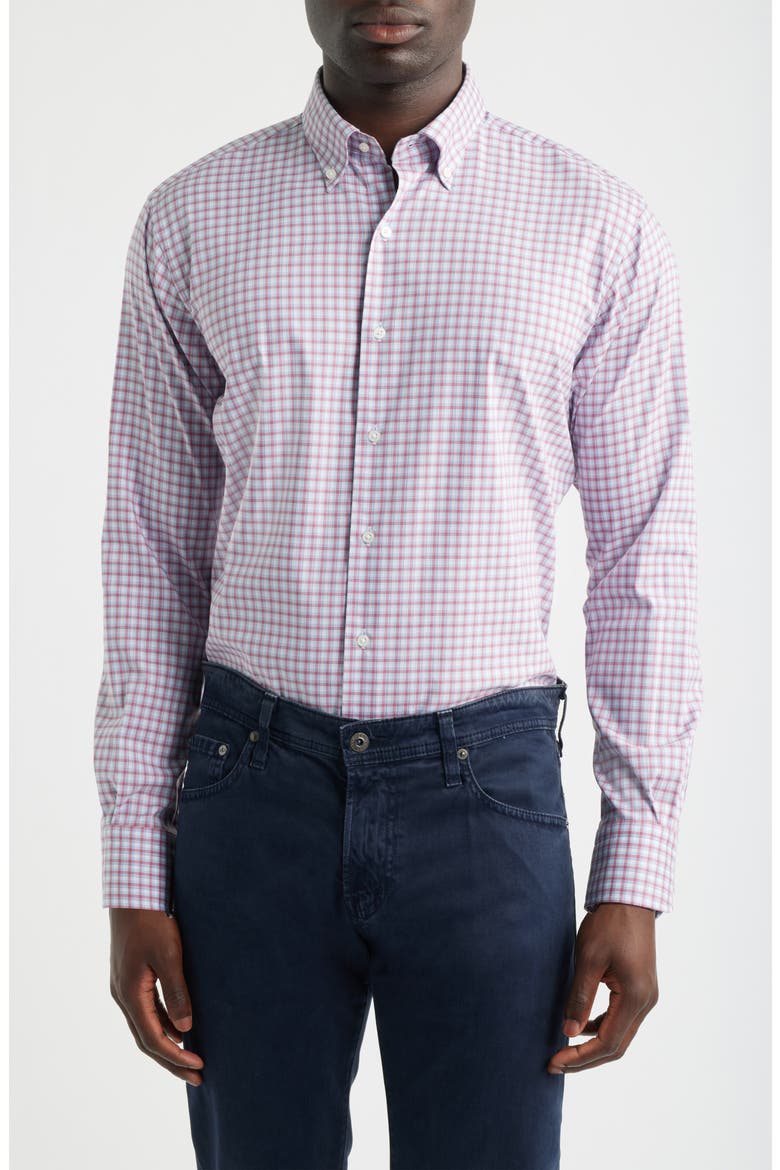 Wilson Plaid Performance Twill Button-Down Shirt, Main, color, DUSTY ROSE