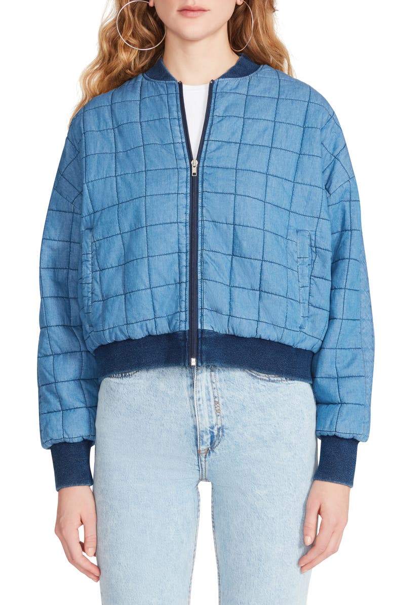 BB Dakota by Steve Madden Denim Daddy Quilted Bomber Jacket, Alternate, color,