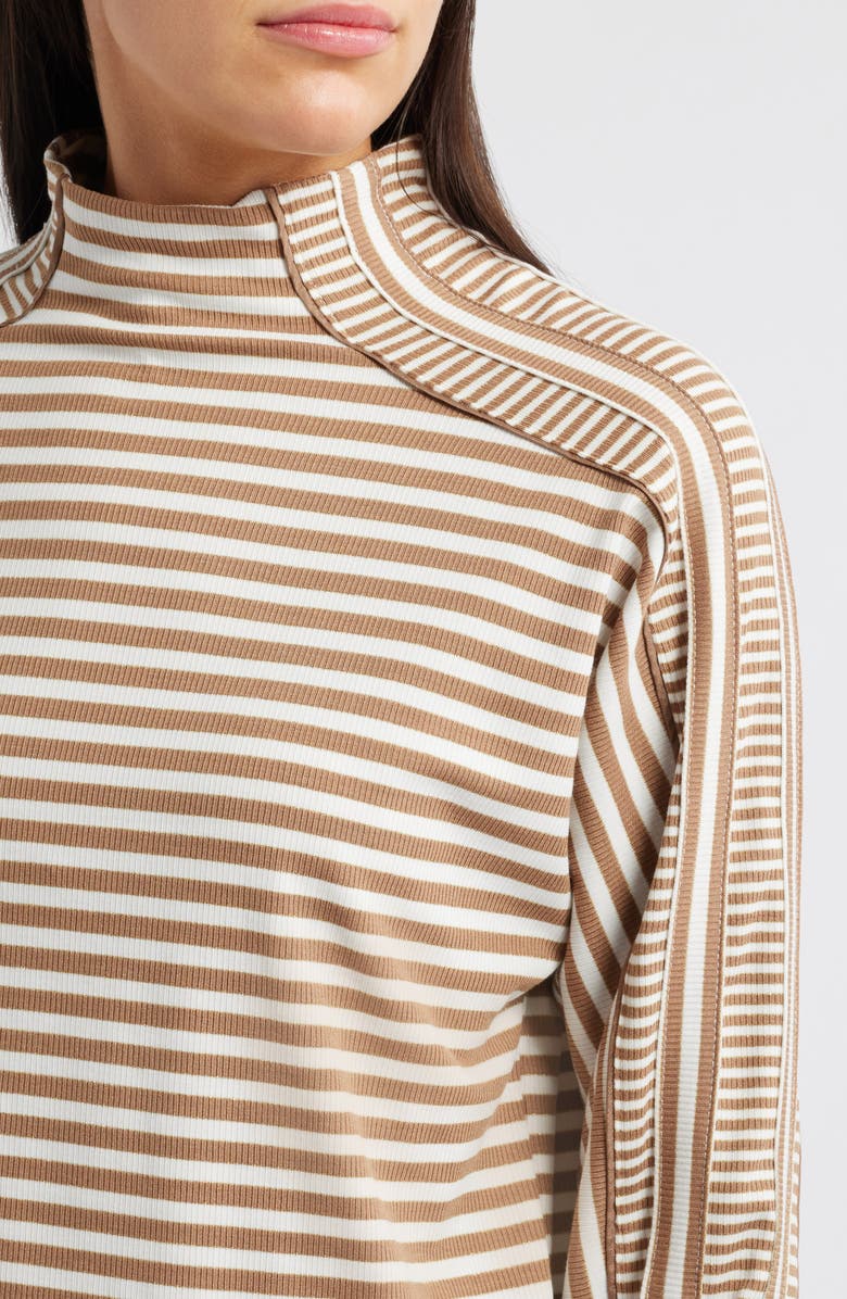 Wit 
Wisdom Stripe Mock Neck Rib Top, Alternate, color, Camel/ Off White