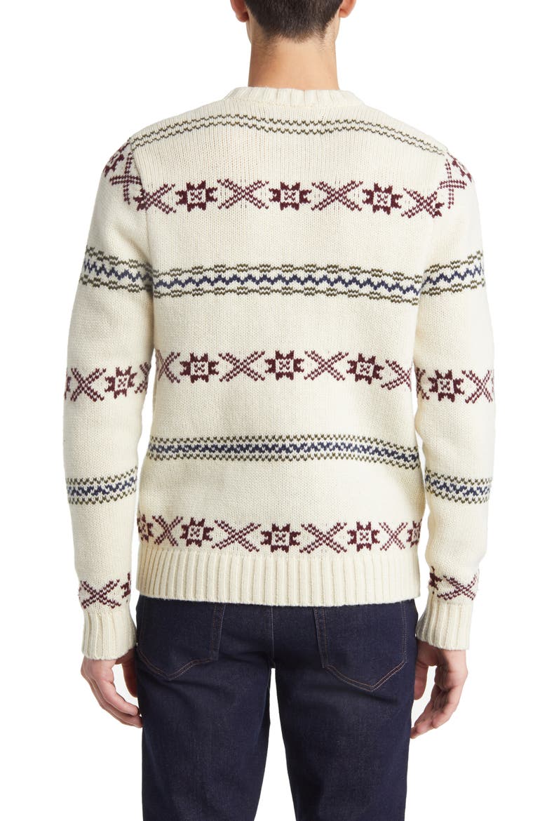 Norwegian Motif Wool Blend Sweater, Alternate, color, OFF WHITE
