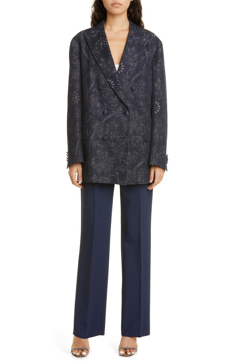 Etro Floral Double Breasted Cotton Blend Jacket, Alternate, color, 