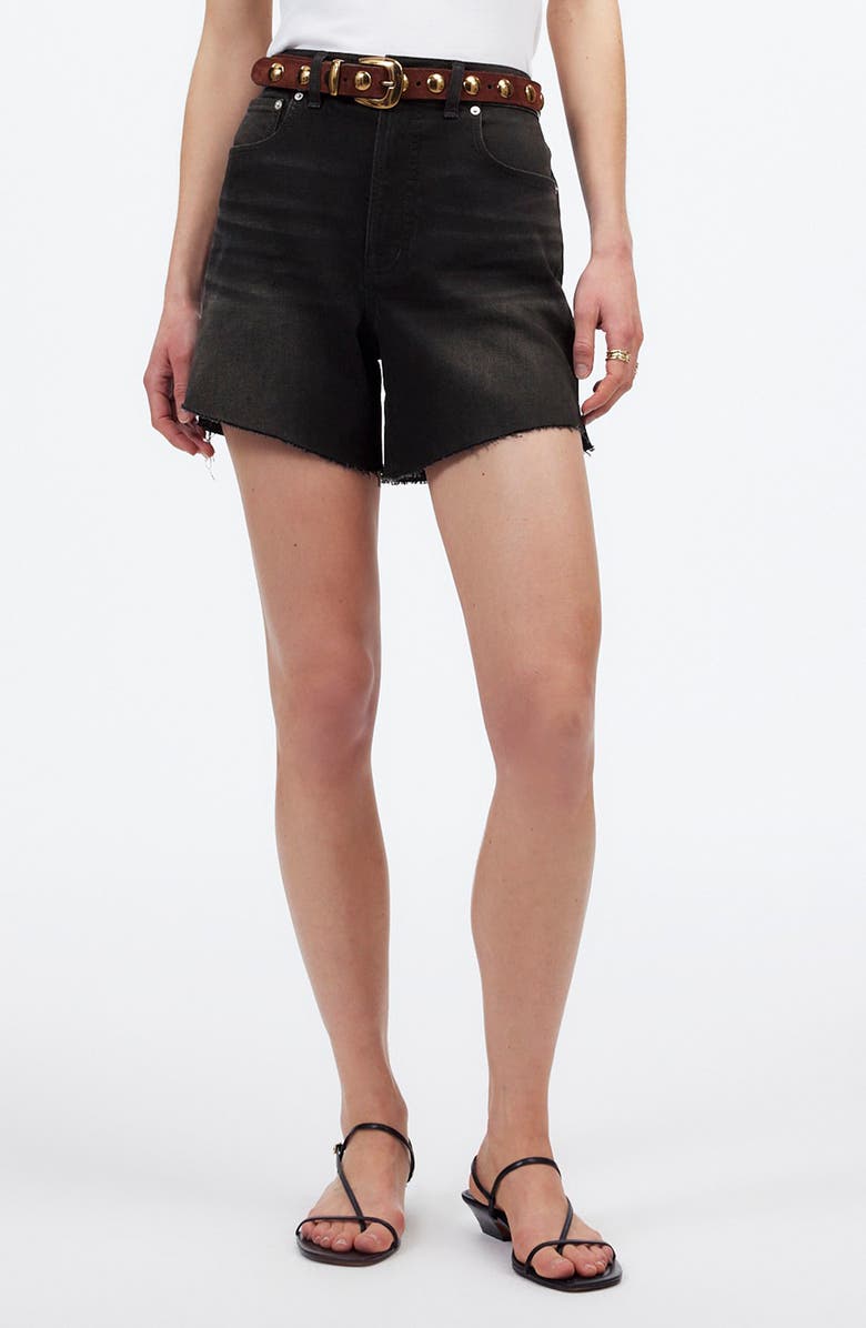 Madewell The Perfect Vintage High Waist Mid Length Denim Shorts, Main, color, Catalani Wash