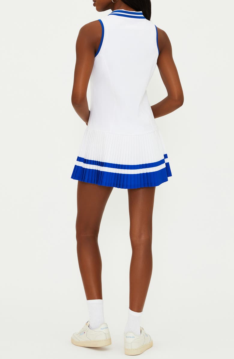 Beach Riot Bria Pleated Zip Front Minidress, Alternate, color, Riviera Azure White