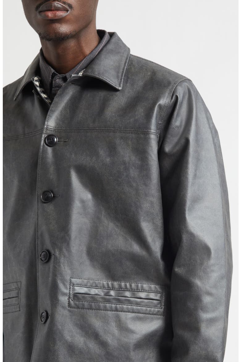 Aged Faux Leather Car Coat, Alternate, color, BLACK