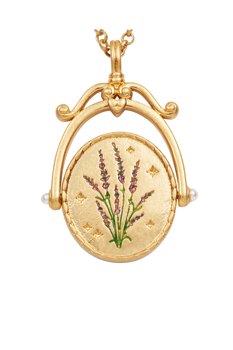 L Initial Lavender Gold Spinner Chain Necklace, Alternate, color, Gold