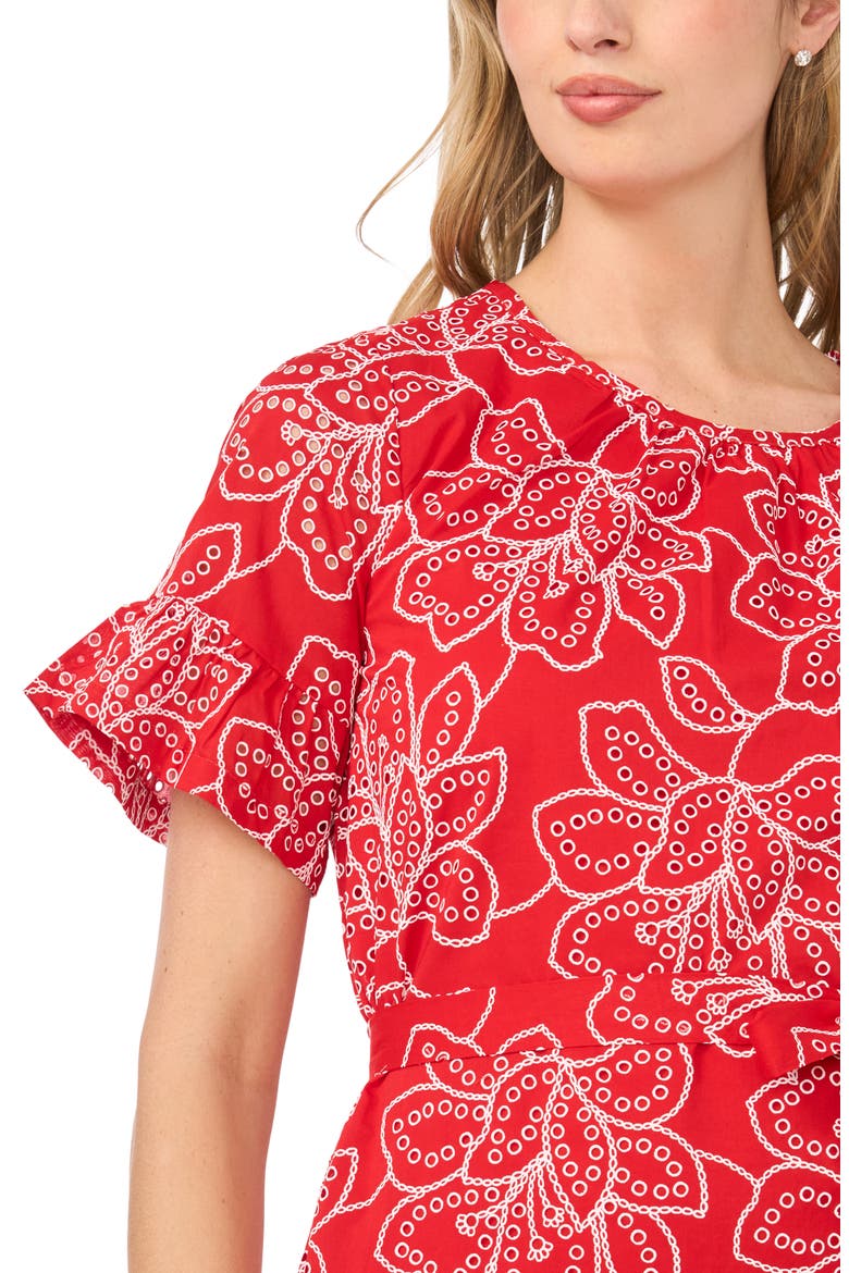 Tie Waist Cotton Minidress, Alternate, color, CLASSIC CHERRY