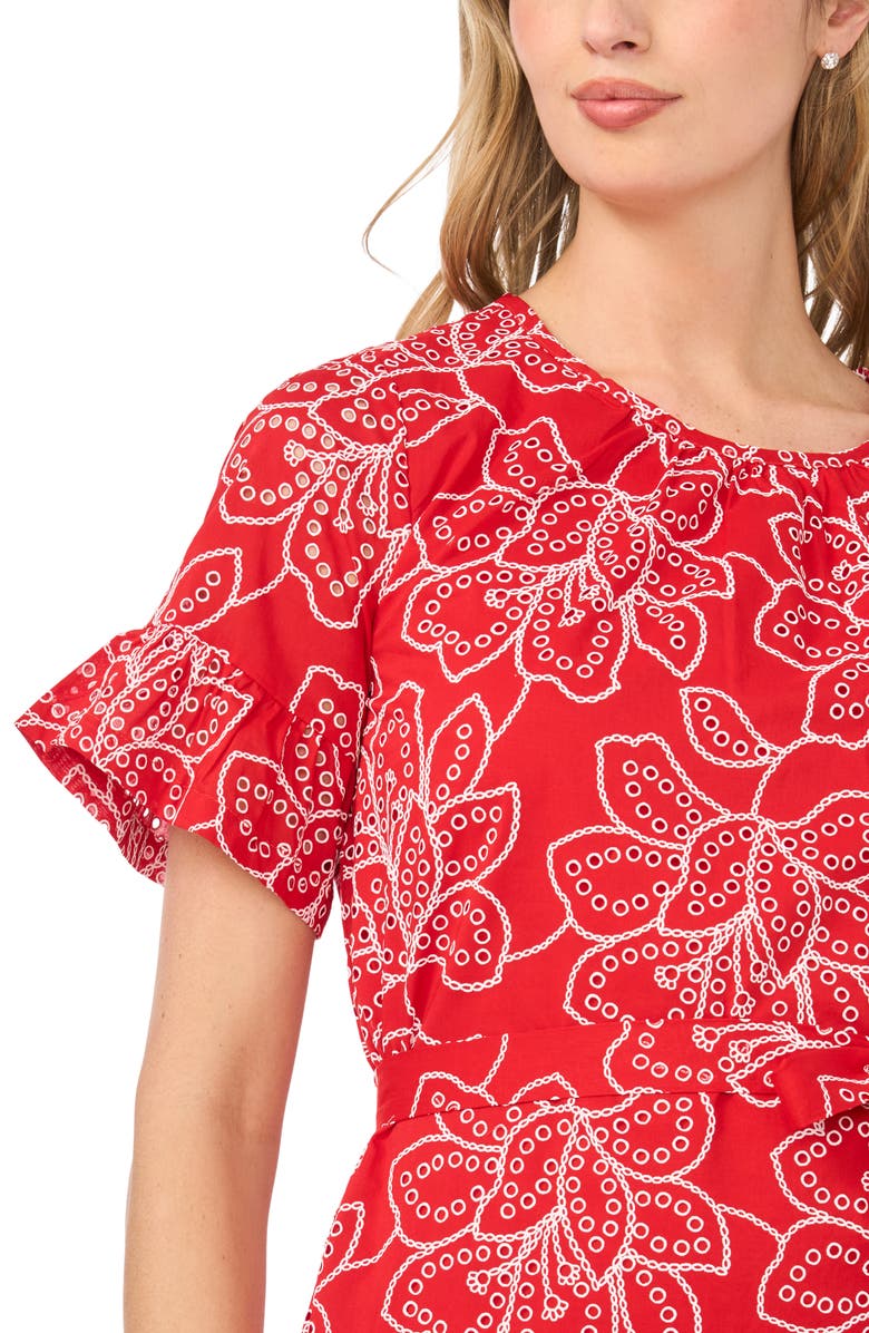 CeCe Tie Waist Cotton Minidress, Alternate, color,