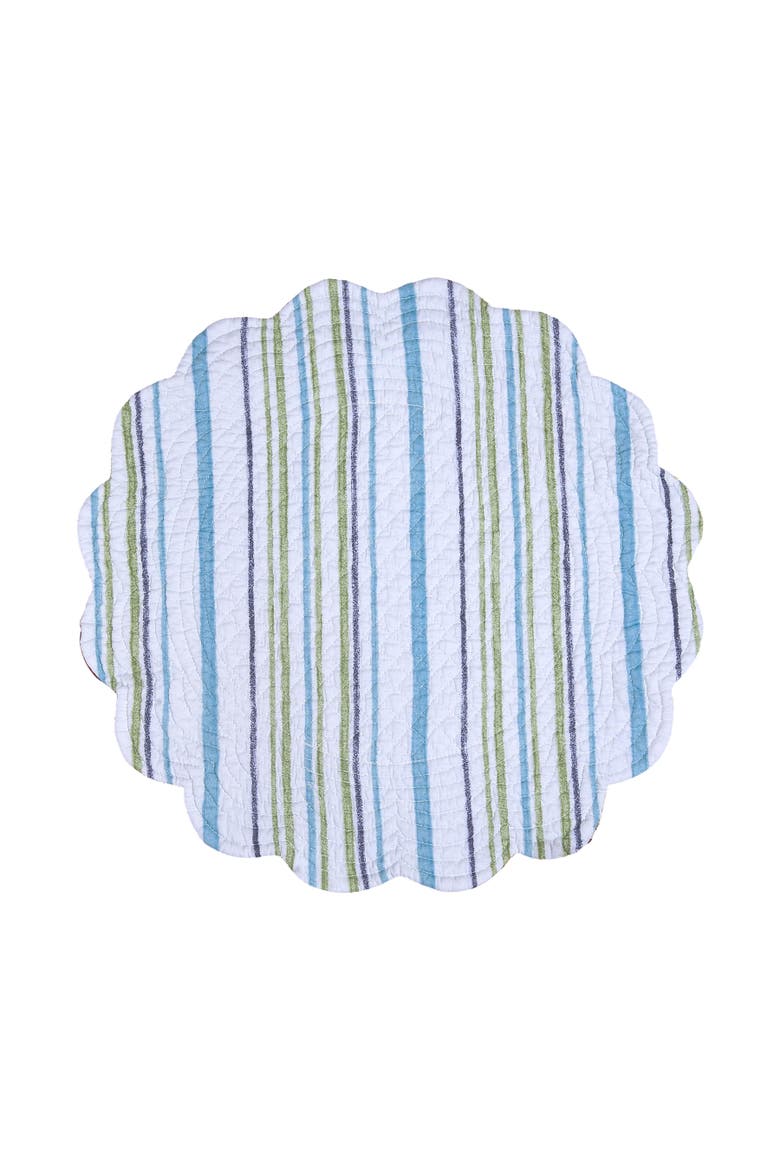 Calanthe 100% Cotton Set of 6 Round Placemats 17", Alternate, color, Green