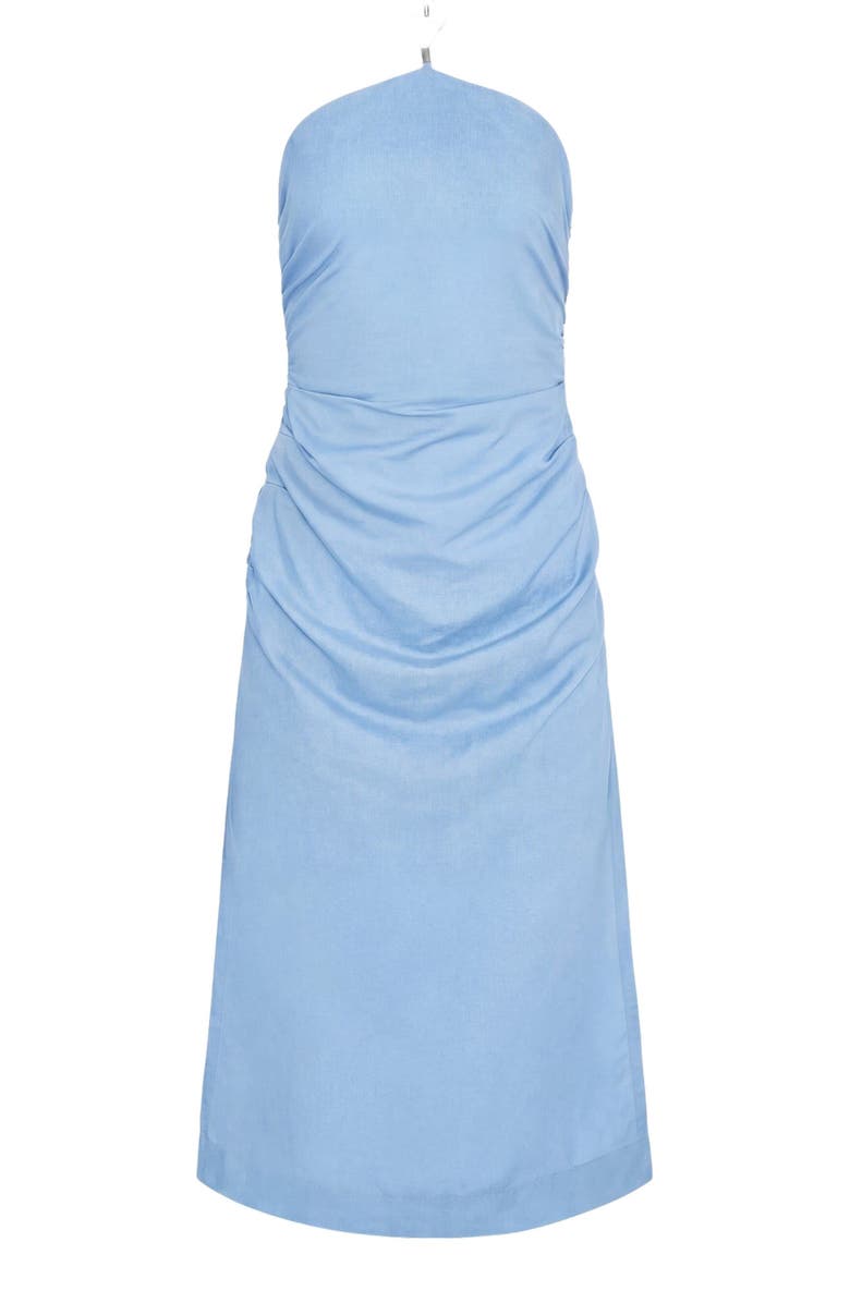 Onia Ruched Halter Dress, Alternate, color, Sky