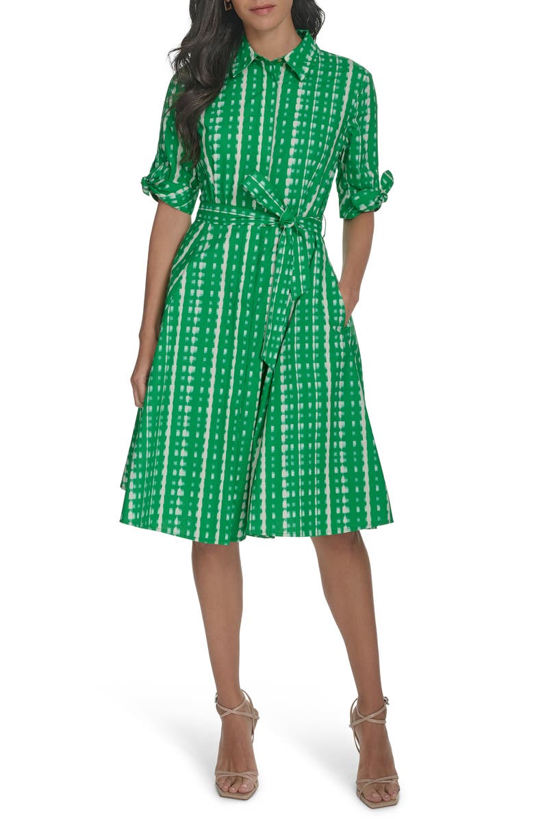 Calvin Klein Short Sleeve Cotton Shirtdress, Alternate, color,