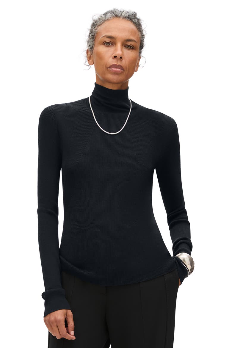 Rib Knitwear Turtleneck, Main, color, Black
