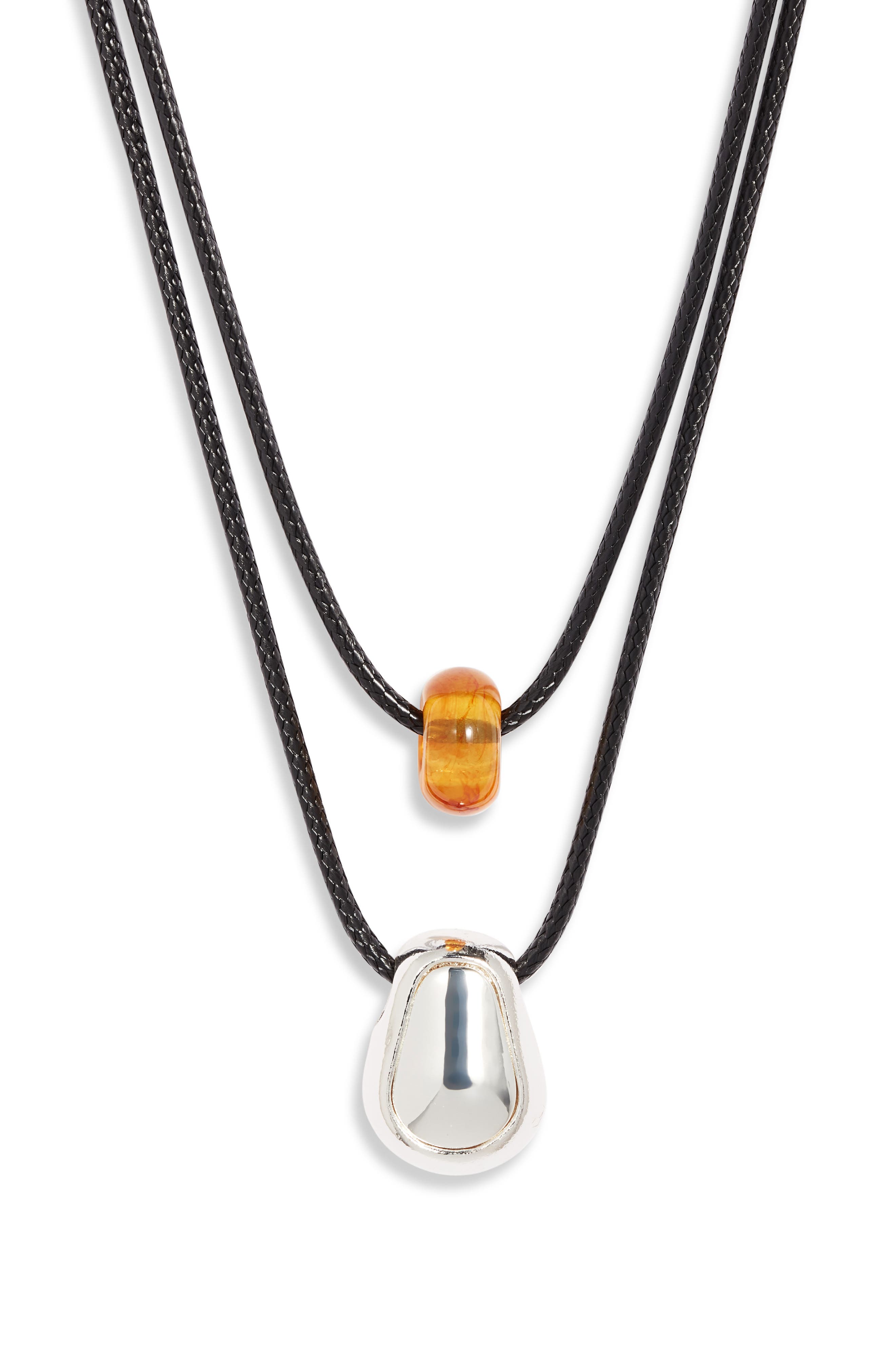 Open Edit Layered Pendant Necklace In Black