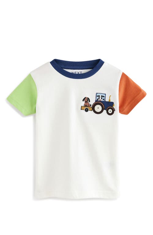 Next Kids' Farm Colorblock Cotton Graphic T-shirt In White