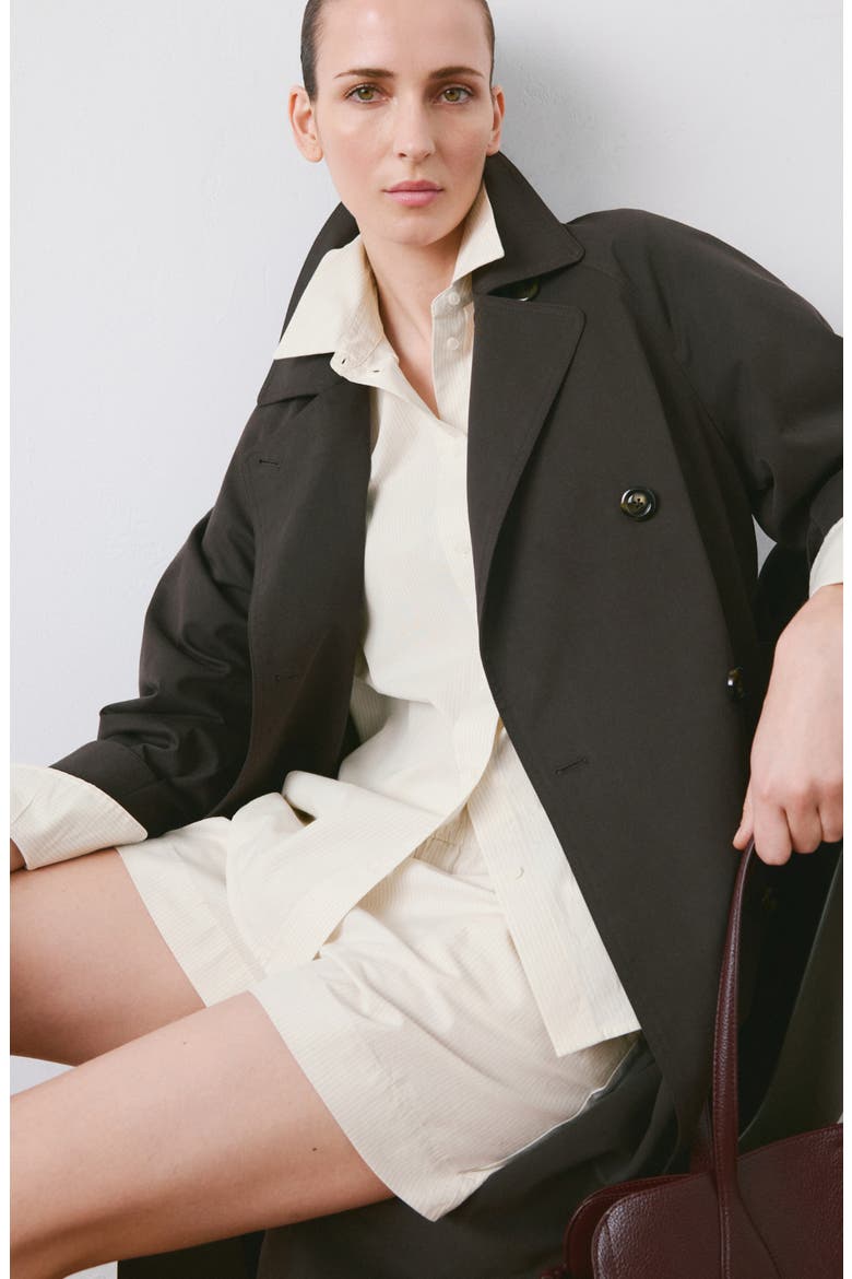 Stripe Oversize Cotton Button-Up Shirt, Alternate, color, ECRU
