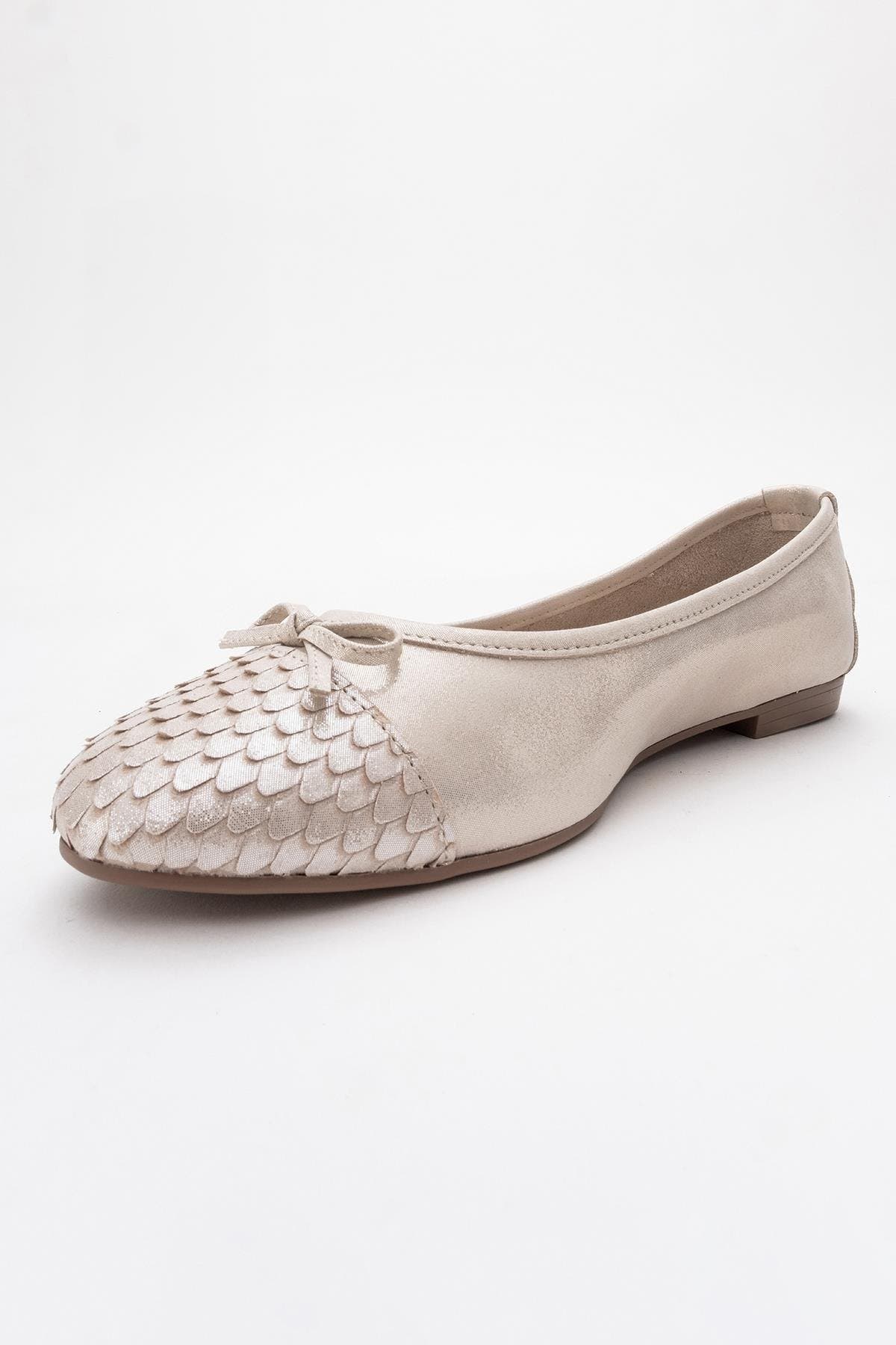 Forever & Always Shoes Copos Leather Bow Cap Toe Ballet Flat, Alternate, color, Beige