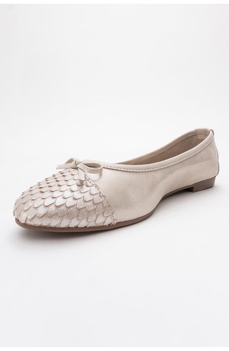 Forever & Always Shoes Copos Leather Bow Cap Toe Ballet Flat, Alternate, color, Beige