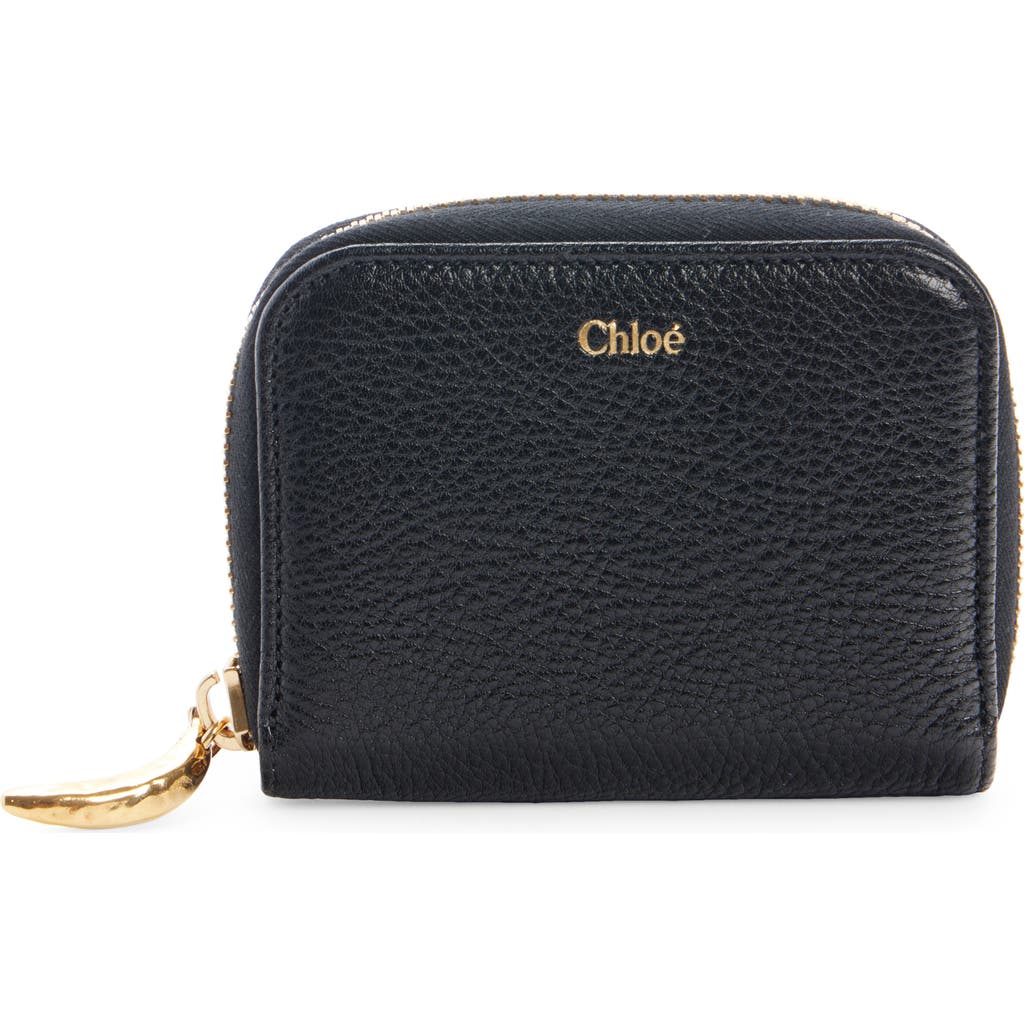 Chloé Banana Grained Leather Zip Coin Purse In Black