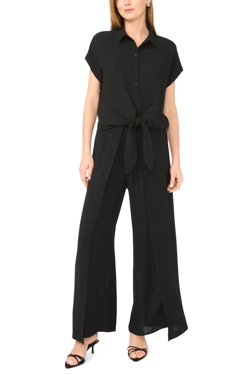 Halogen<sup>®</sup> Printed Button-Up Top, Alternate, color, Rich Black