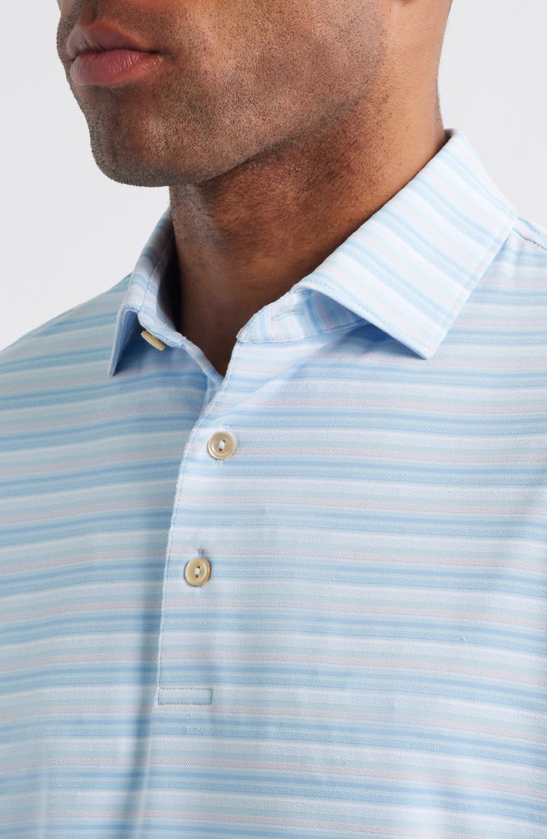 Peter Millar Atrium Stripe Performance Jersey Polo, Alternate, color, Sky